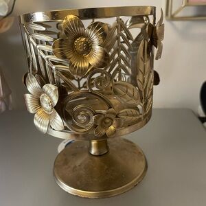 Bath & Body Works Gold Floral Candle Holder